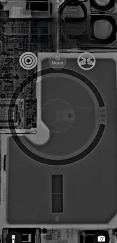 X-ray style wallpaper showcasing a mobile phone's intricacies.