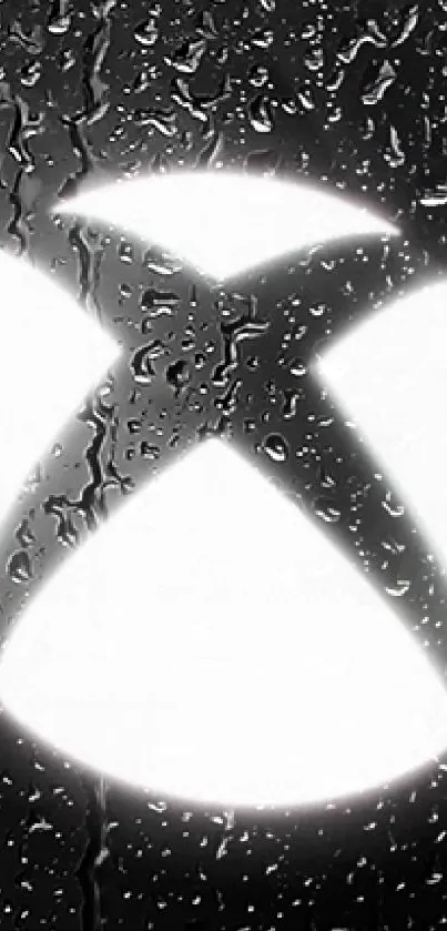 Xbox logo with rain effect on a black background. Stylish and modern design.