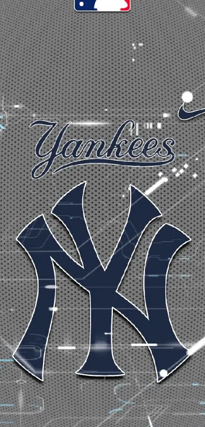 Yankees logo on gray textured background wallpaper.