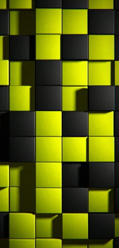 Yellow and black 3D tiled mobile wallpaper.