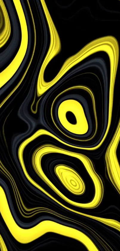 Yellow and black abstract swirl wallpaper for mobile.