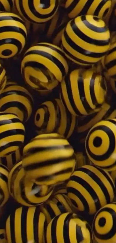 Yellow and black striped orbs mobile wallpaper.