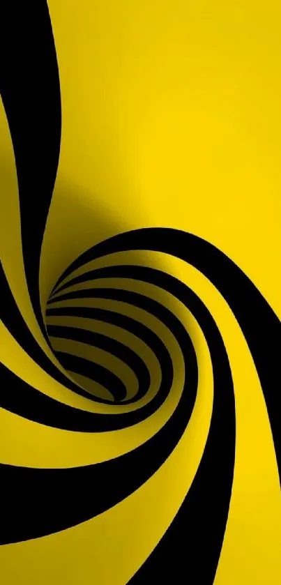 Bold yellow and black swirl pattern wallpaper.