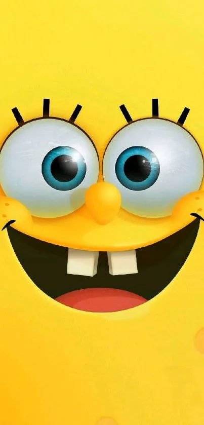 Cheerful yellow cartoon character wallpaper for mobile.