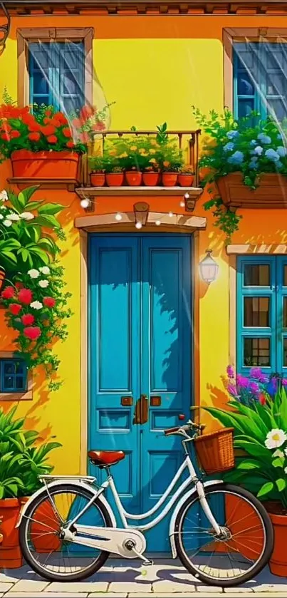 Yellow Door Flowerpot Live Wallpaper