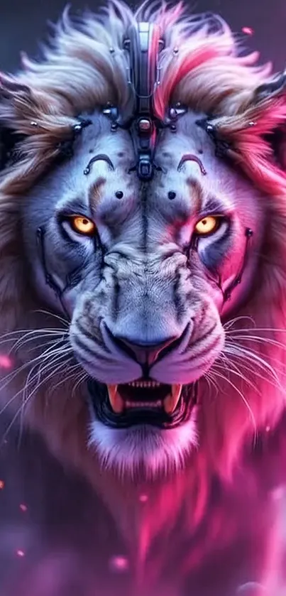 Yellow Eyed Neon Pink Lion Live Wallpaper