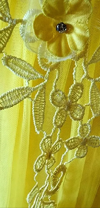 Yellow floral lace design with intricate details.