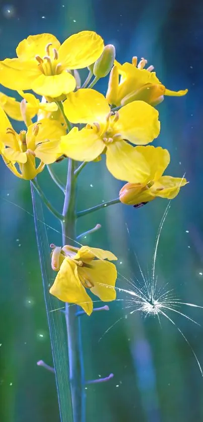 Bright yellow flower against a blurred nature background.