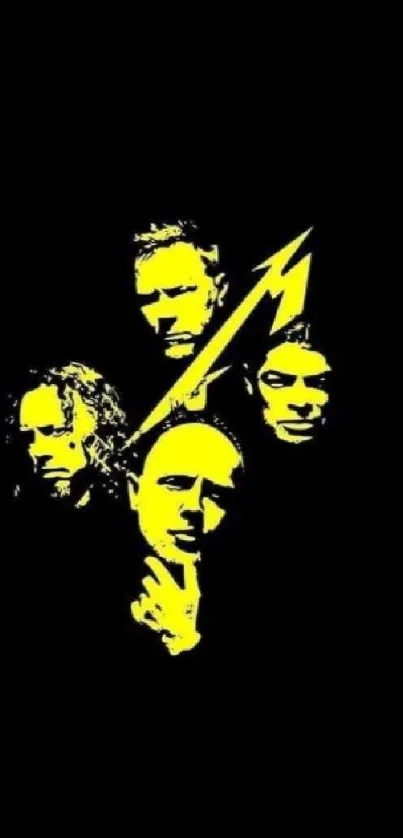 Yellow lightning band art on black background wallpaper.