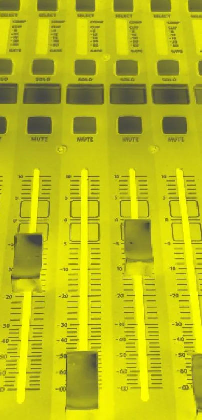 Vibrant yellow mixing console with faders and knobs for audio enthusiasts.