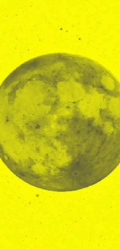 Bright yellow wallpaper with the moon centered.