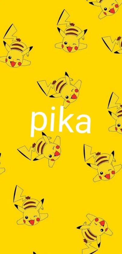 Yellow wallpaper with Pikachu illustrations