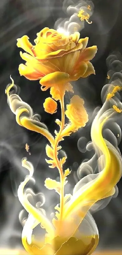 Yellow rose with smoke artistic wallpaper.