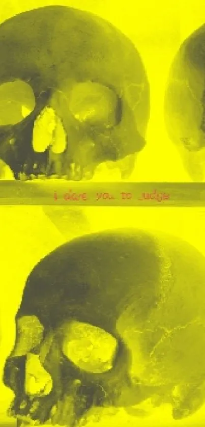 Vibrant yellow skull patterned wallpaper for mobile screens.