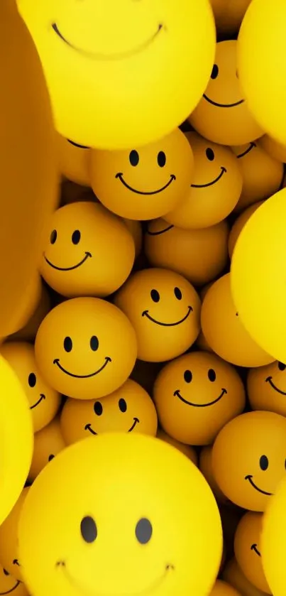 Vibrant yellow smiley faces wallpaper for mobile devices.