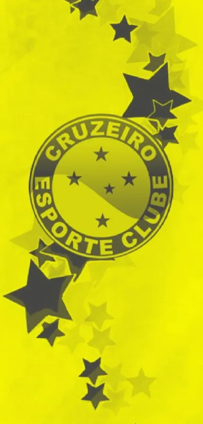 Yellow wallpaper with Cruzeiro emblem and stars.