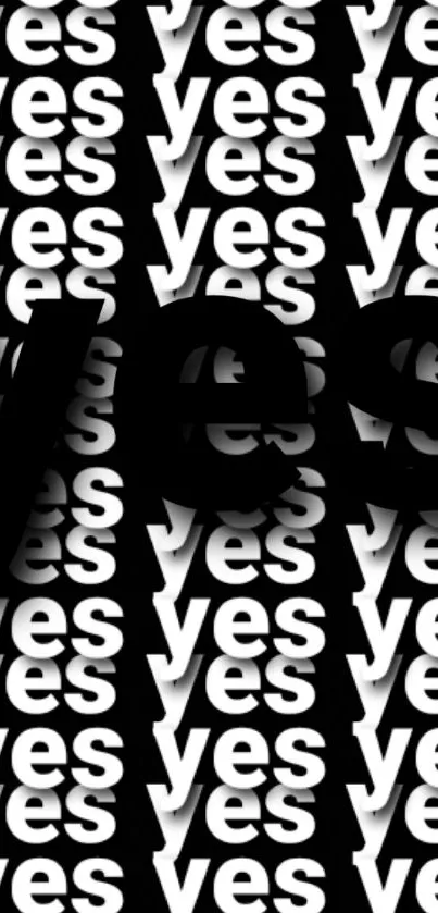 Black and white Yes typography wallpaper design.