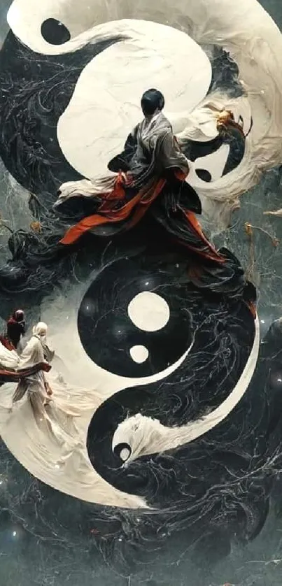 Artistic Yin Yang design with dynamic balance.