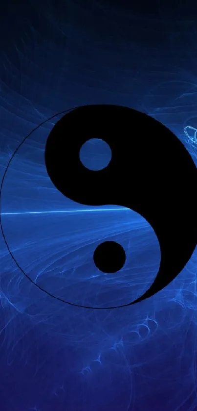 Yin Yang symbol on a blue light energy background.