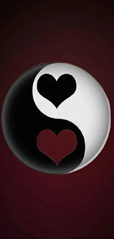 Yin yang heart design mobile wallpaper