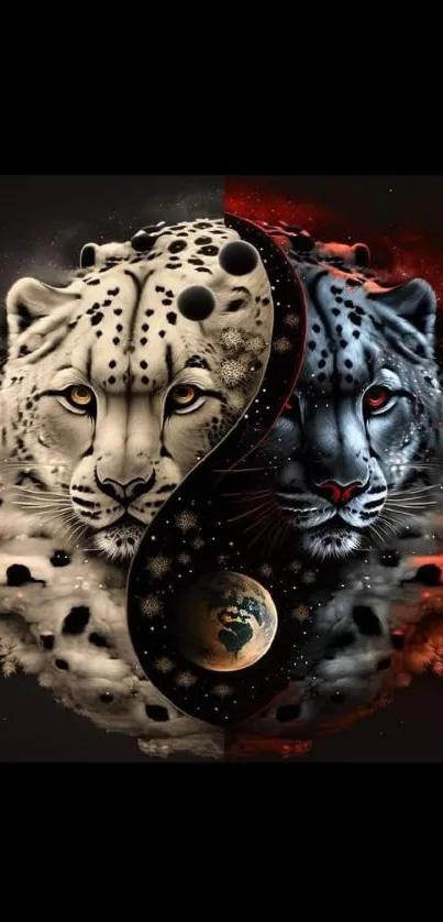 Stunning yin yang leopard wallpaper art.