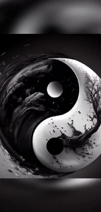 Yin Yang nature mobile wallpaper with contrasting elements.