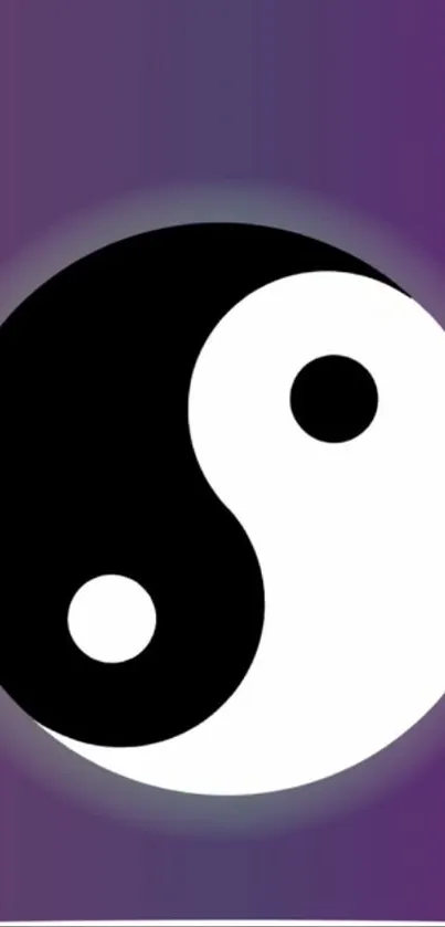 Yin yang symbol on purple gradient background.