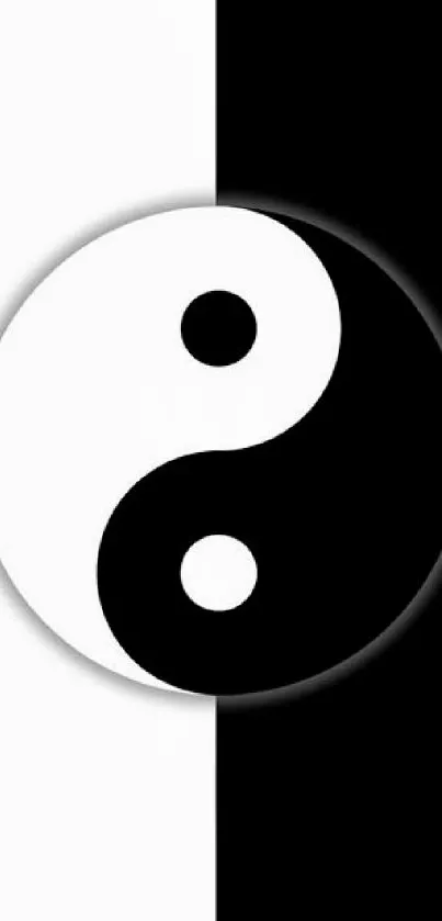 Yin Yang symbol mobile wallpaper in black and white.