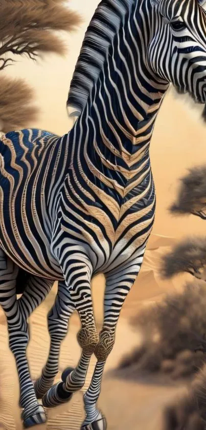 Elegant zebra in desert landscape mobile wallpaper