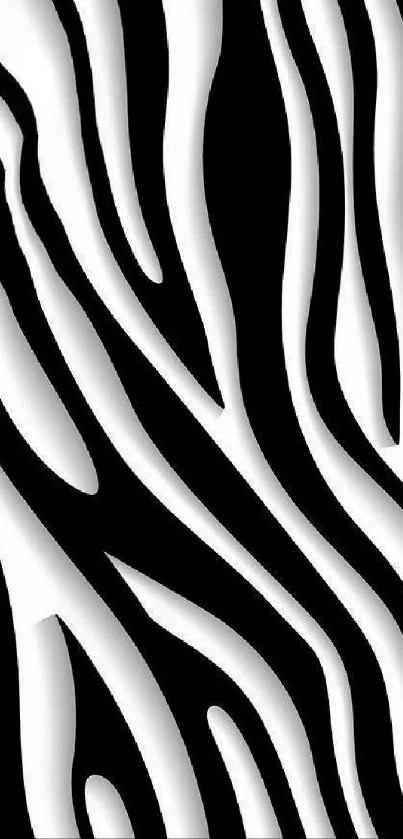 Zebra pattern wallpaper with black and white stripes