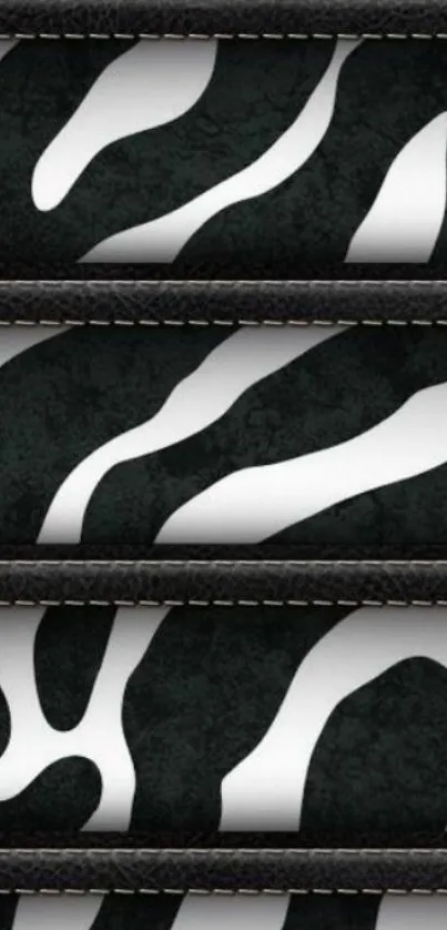 Zebra stripe pattern mobile wallpaper in black and white design.