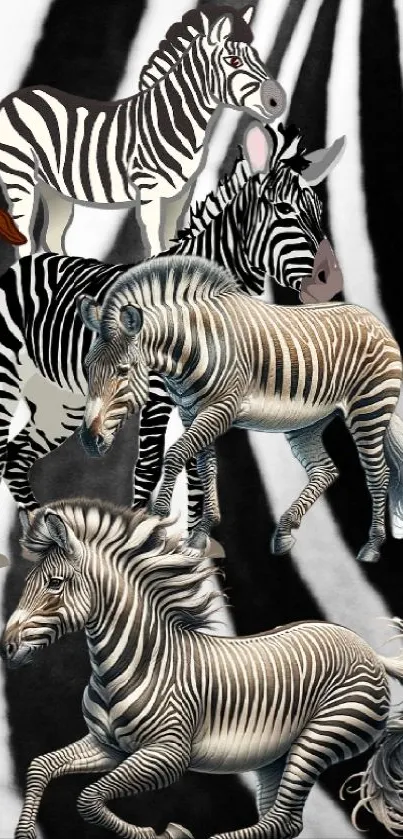 Vibrant zebra print mobile wallpaper showcasing elegant black and white stripes.