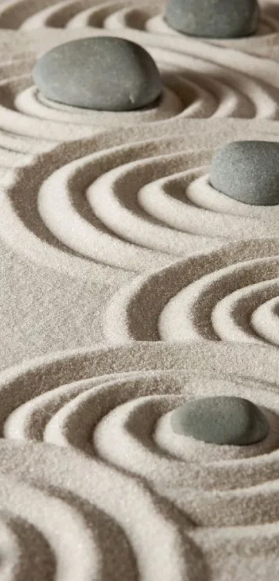 Zen stone ripple wallpaper with calming beige circles.