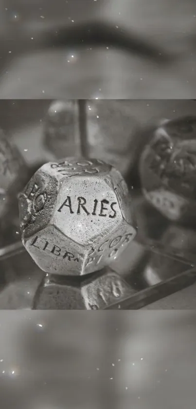 Zodiac-themed dice with Aries sign.