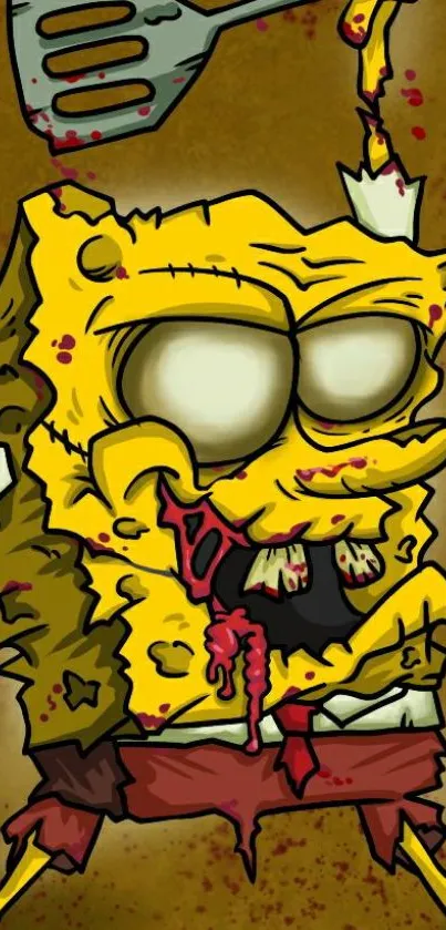 Cartoon zombie character with vibrant yellow colors and quirky design.