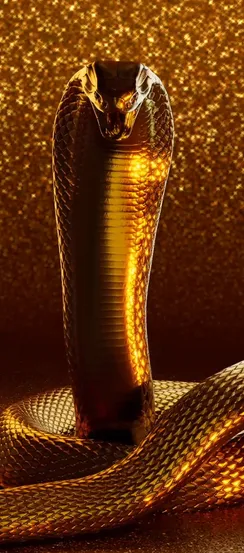 Golden cobra with shimmering texture in luxurious wallpaper design.