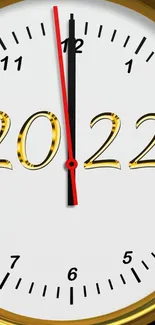 2022 clock face with gold accents on a white background.