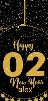 Gold and black 2023 New Year wallpaper design.