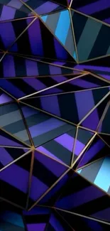3D abstract geometric pattern with dark blue and glowing lines.