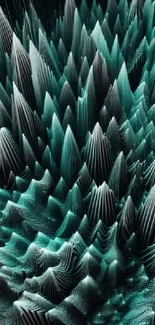 3D abstract cyan peaks wallpaper for mobile