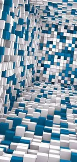 Abstract 3D blue and white cubes wallpaper for mobile phones.