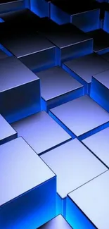 3D blue cube pattern wallpaper featuring geometric design.