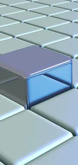 3D blue cubes wallpaper with unique raised cube design.