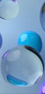 3D bubbles on a light blue background wallpaper.