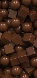 3D chocolate cubes and spheres design wallpaper.