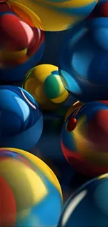 Vibrant 3D colorful spheres mobile wallpaper.