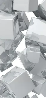 3D silver cubes abstract phone wallpaper.