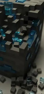 Futuristic 3D cube art with blue accents.