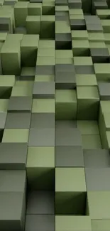 3D geometric green cubes abstract wallpaper