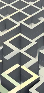 3D geometric maze mobile wallpaper design.